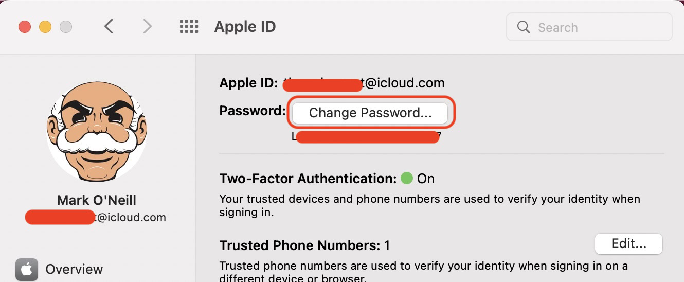 macos screen preferences change password