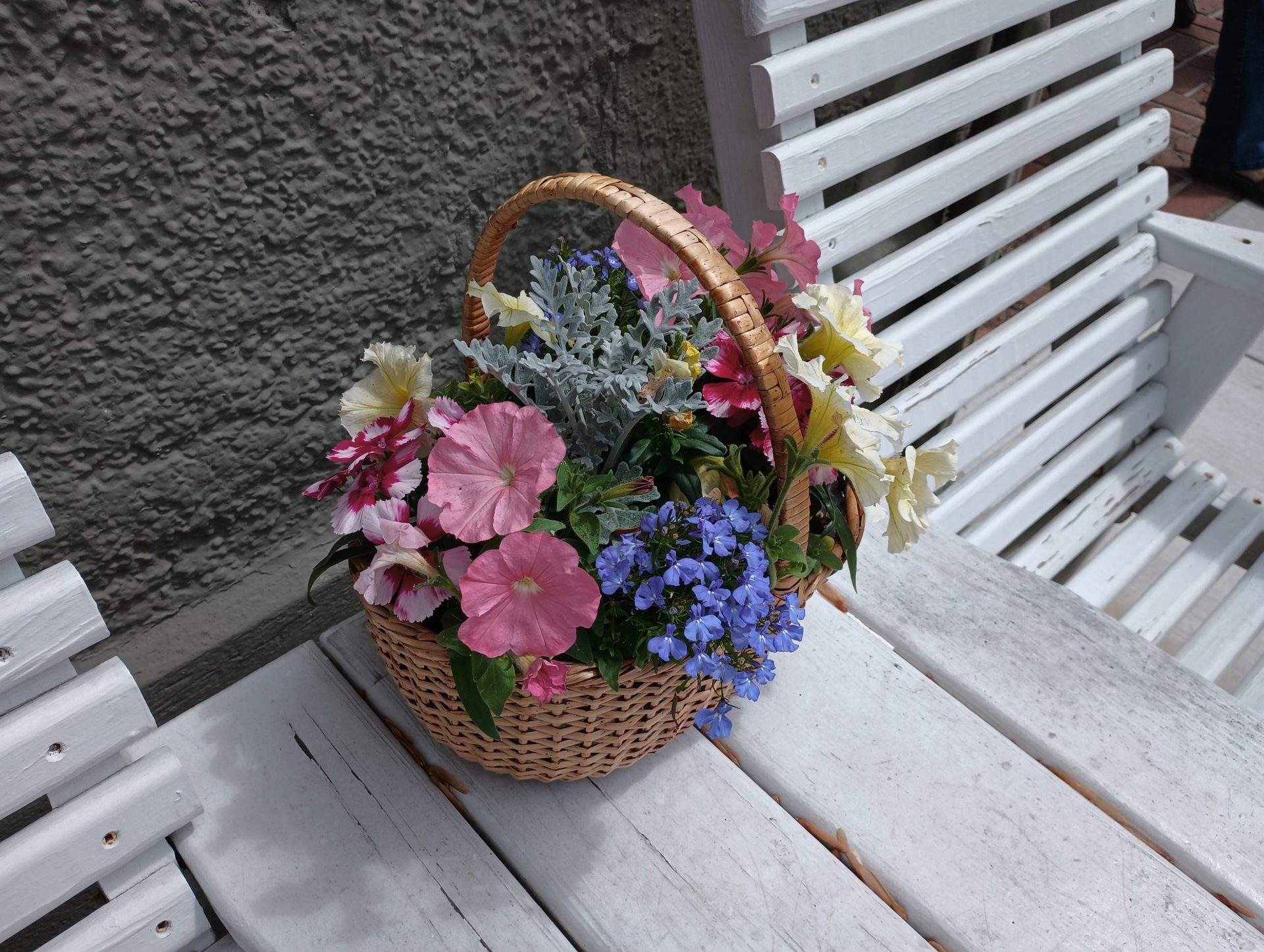moto g 5g standard basket of colorful flowers