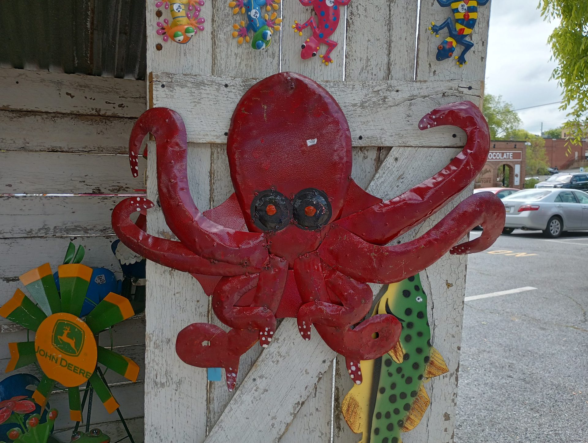 moto g 5g standard bright red octopus art on a wall