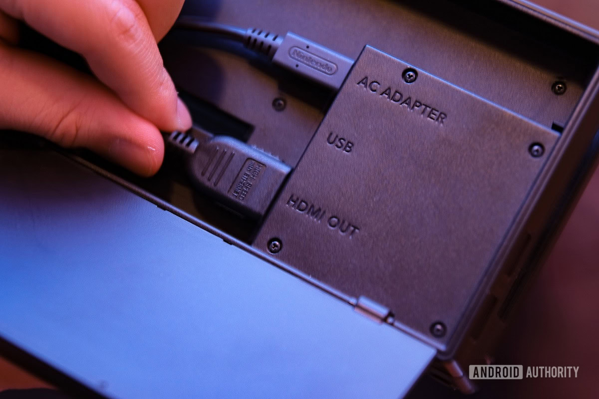 plug the hdmi cable into the back of the nintendo switch dock