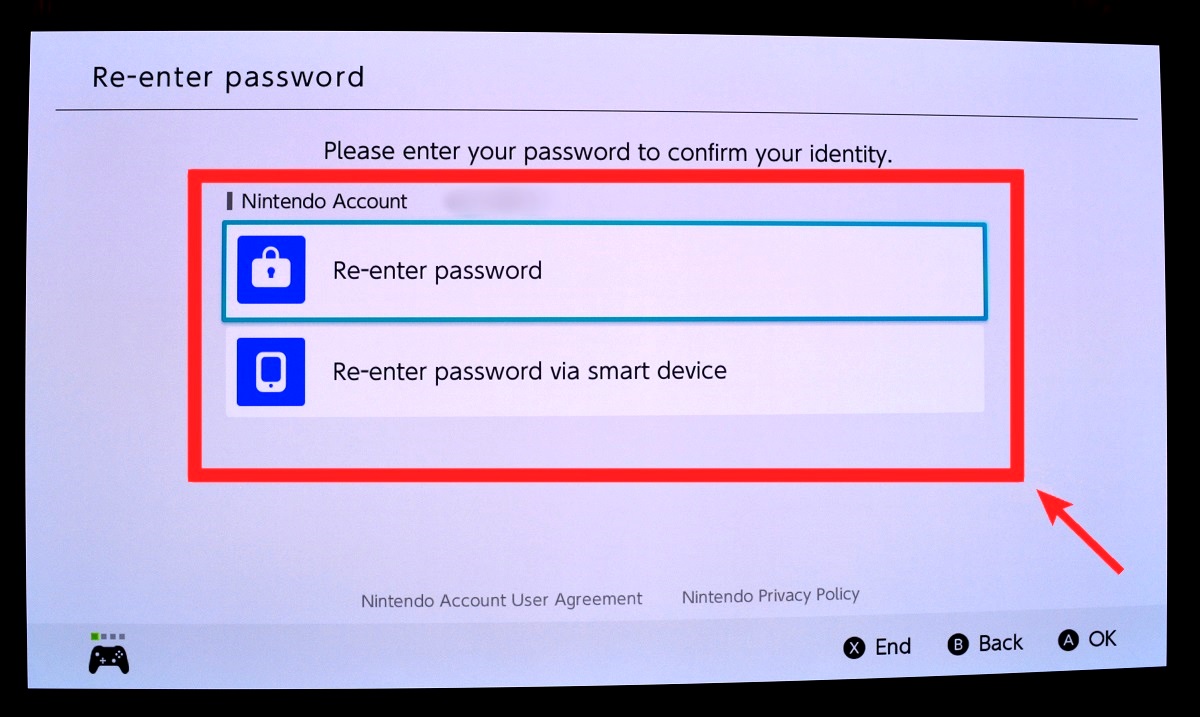 reenter your password