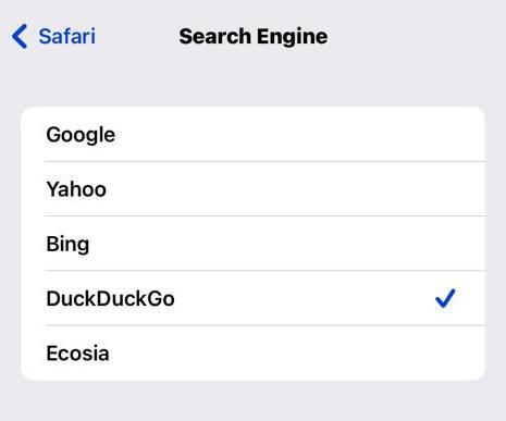 safari ios default search engine