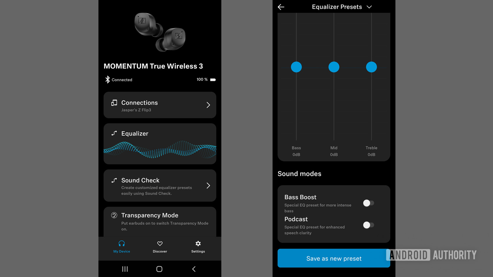Sennheiser Momentum True Wireless 3 equalizador app.