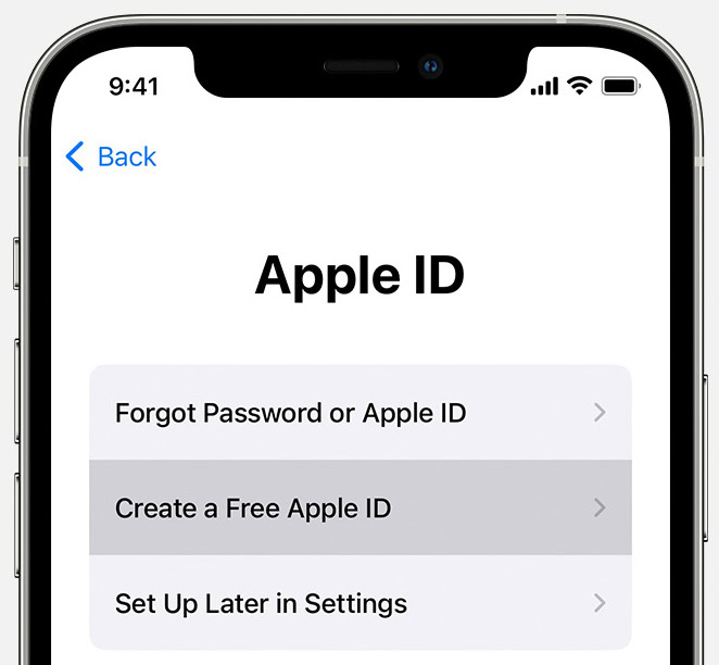 set up apple id create icloud account