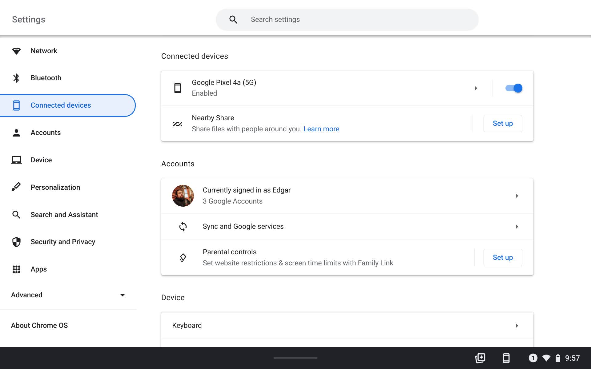Access Chrome OS Phone Hub options 1