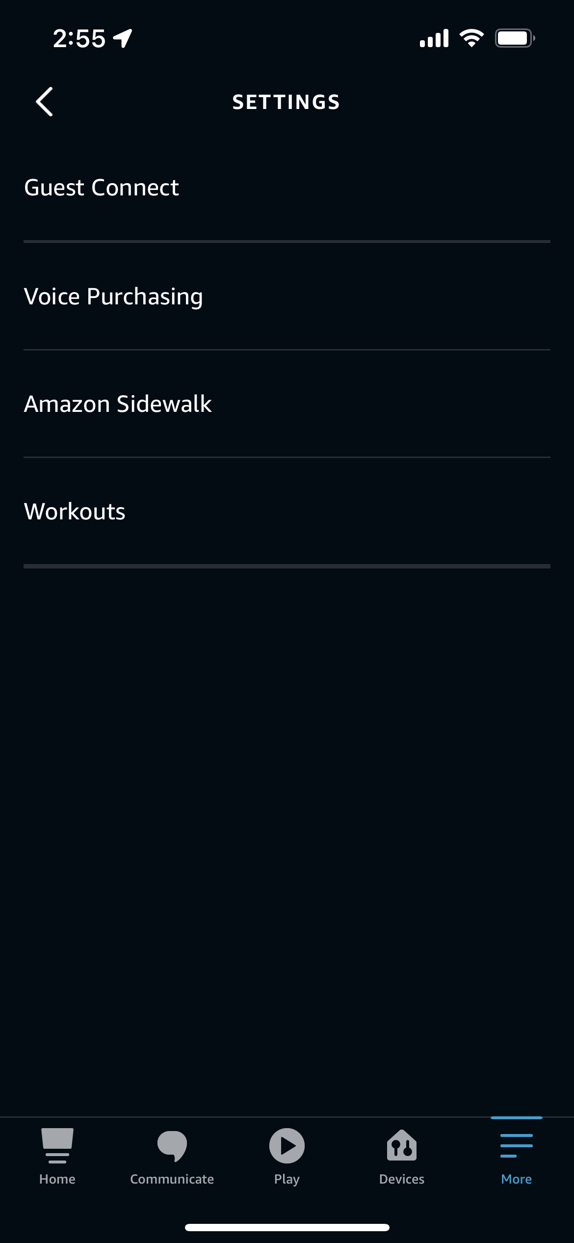 Account Settings in the Alexa app
