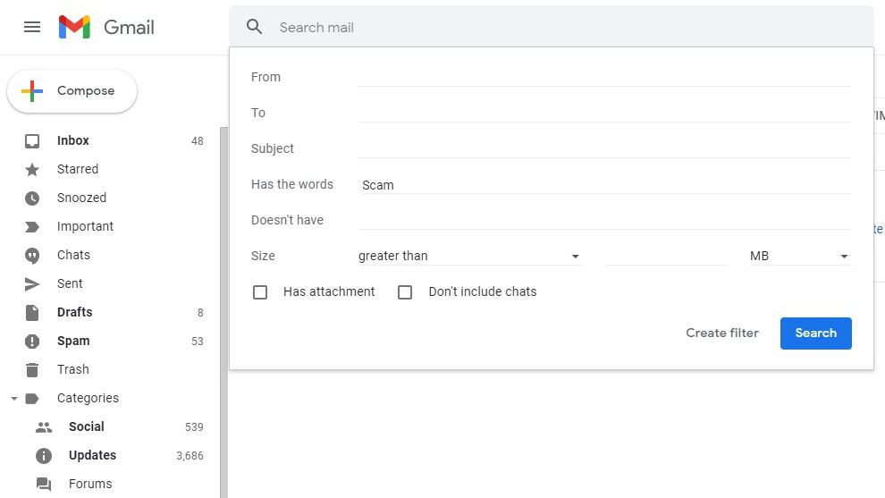 Create a filter on Gmail 2