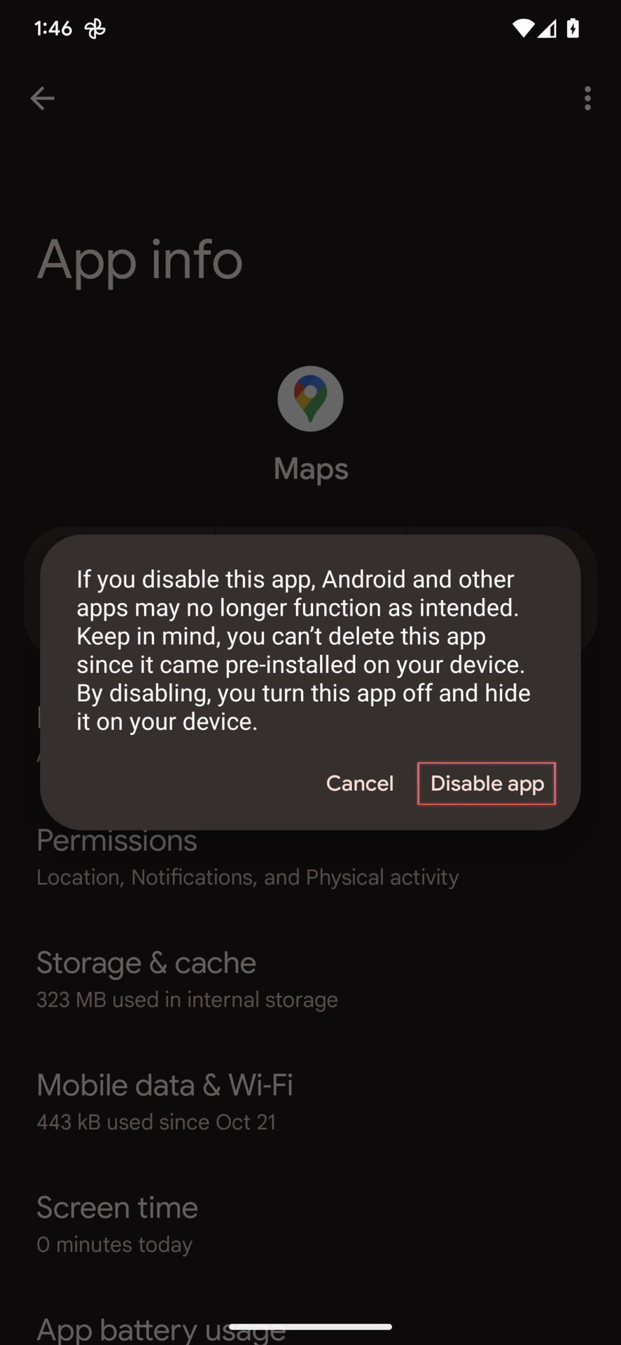 Disable Google Maps on Android 5