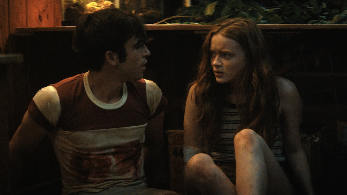 Ted Sutherland and Sadie Sink in Fear Street 1978