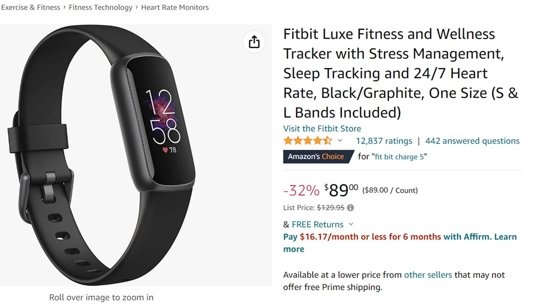 Fitbit Luxe Amazon Deal
