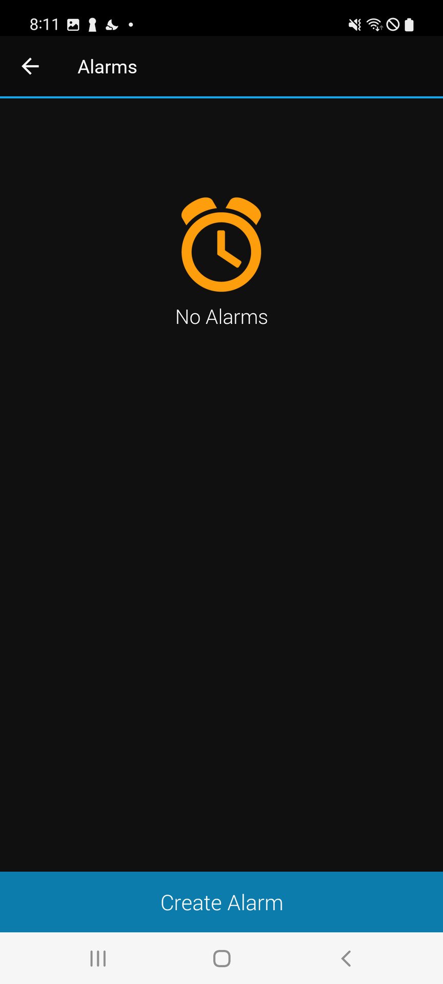 A screenshot of the Garmin Connect app displays a user's alarm menu as well as the Create Alarm option.