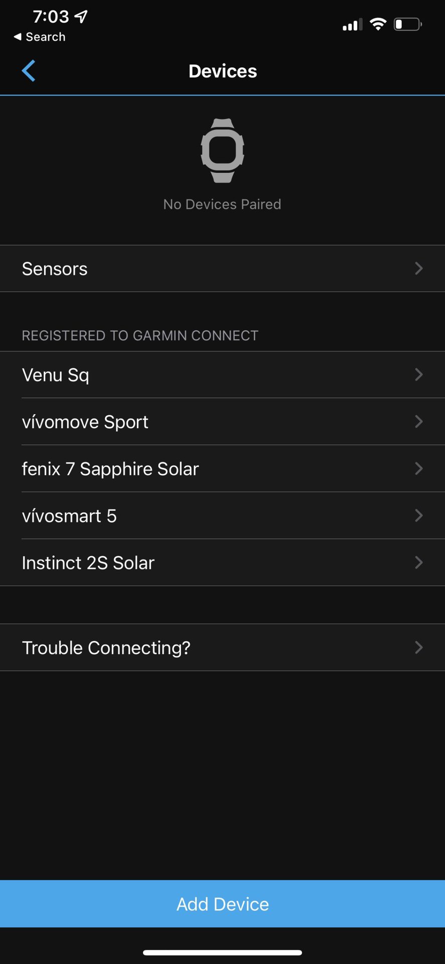 Garmin Connect App Devices Add Device