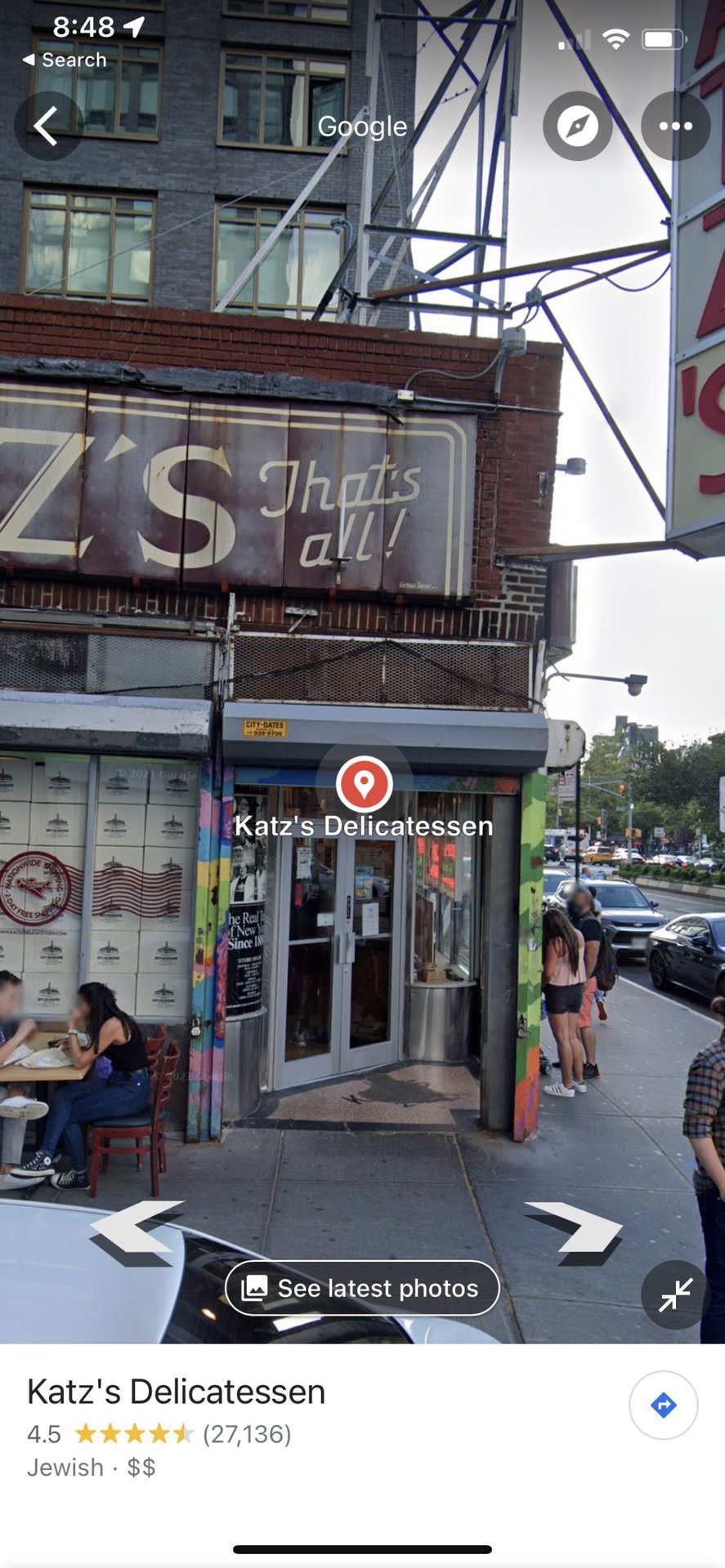 Google Maps Katzs Deli Street View