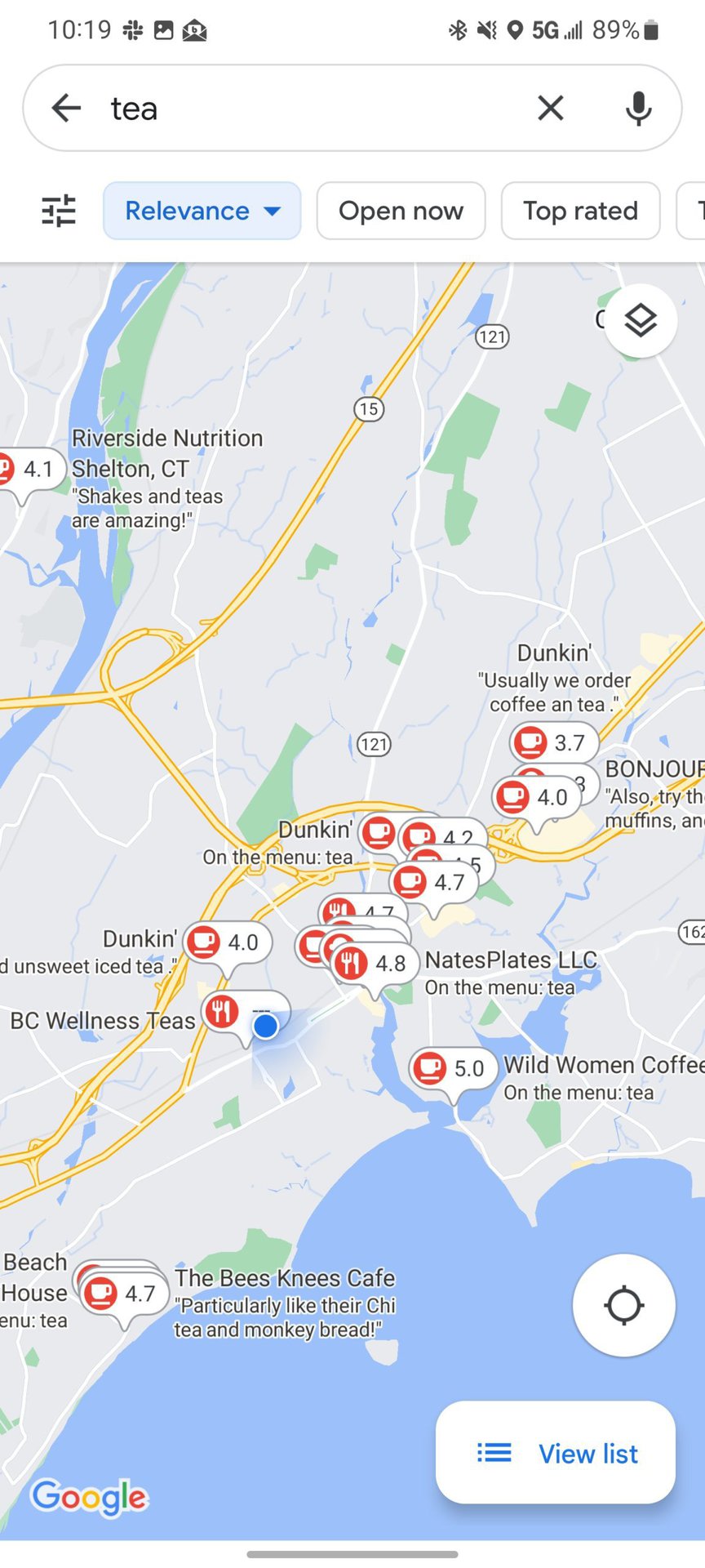 Google Maps Search Results Map