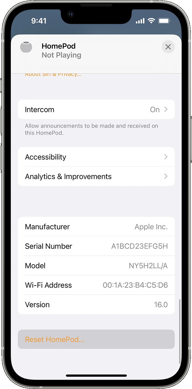 HomePod settings in Apple Home for iOS 16