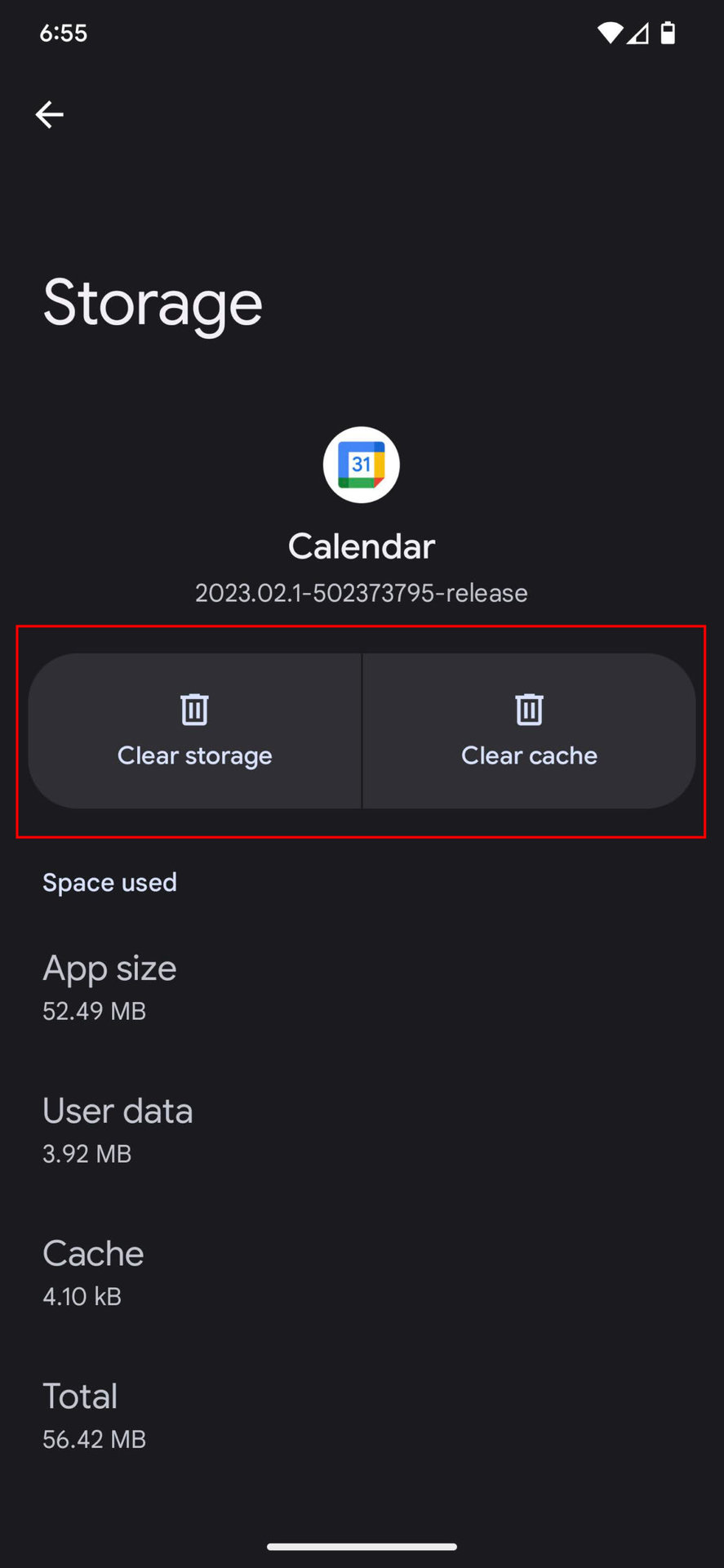 How to clear Google Calendar app cache and storage 5