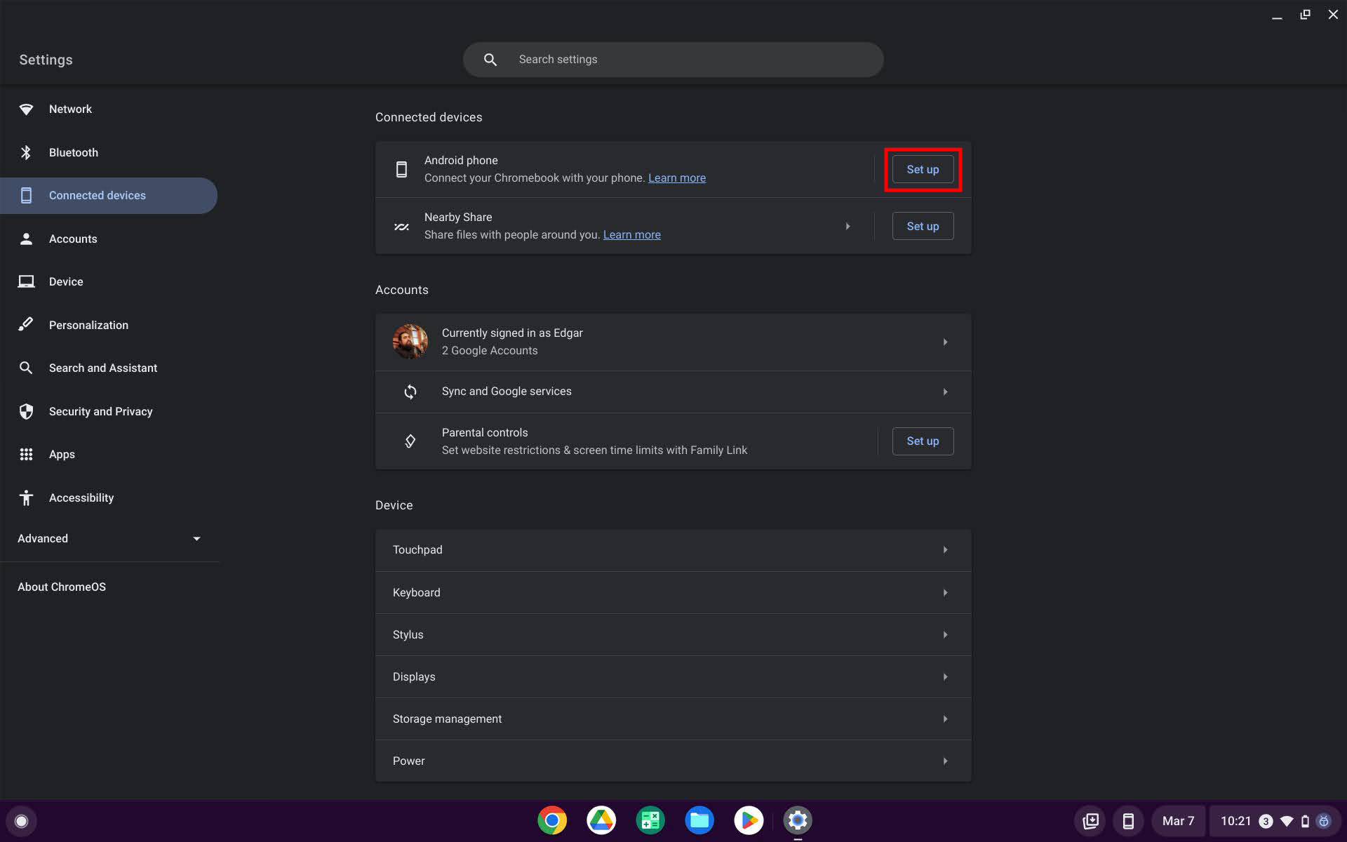 How to connect device to Chrome OS Phone Hub 2