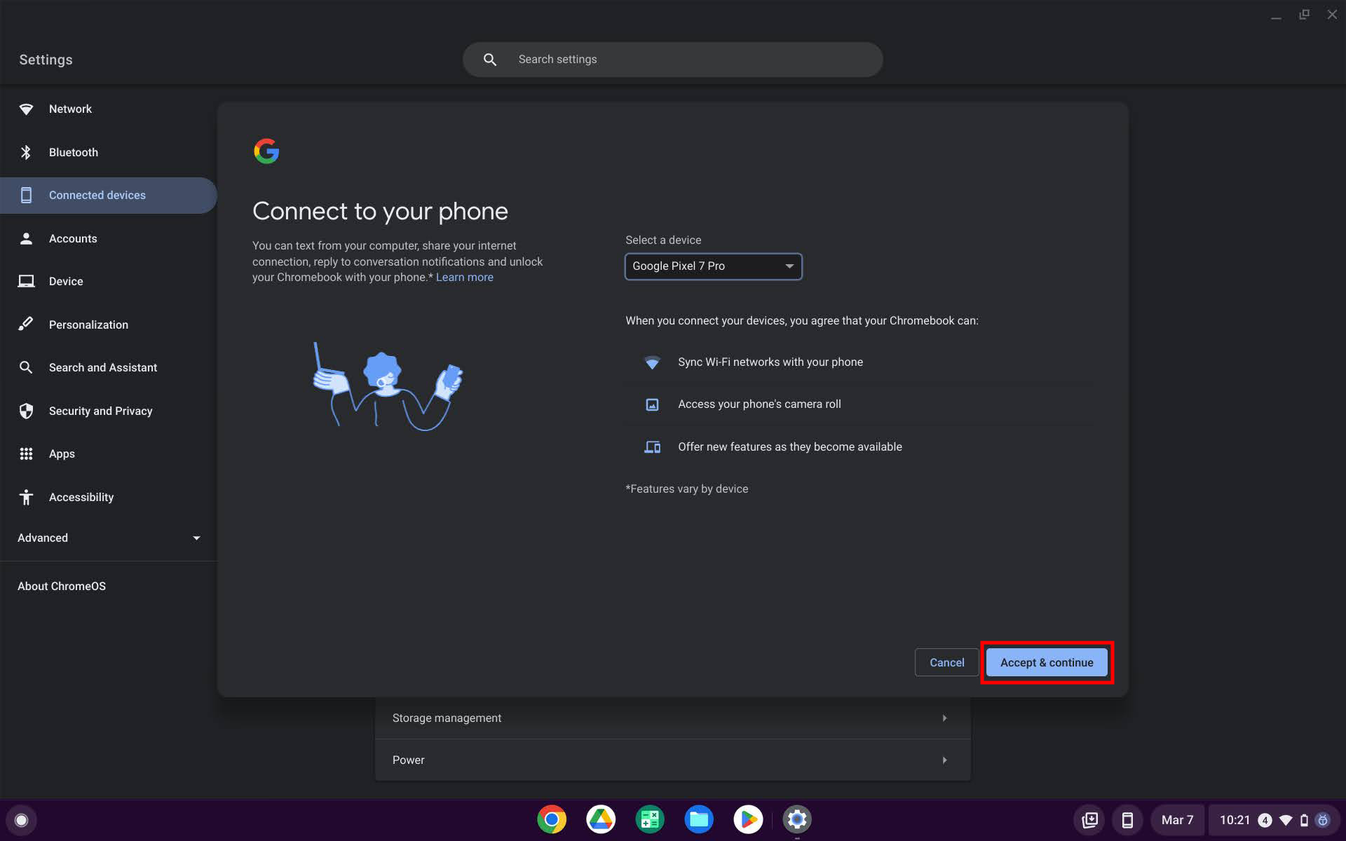 How to connect device to Chrome OS Phone Hub 3