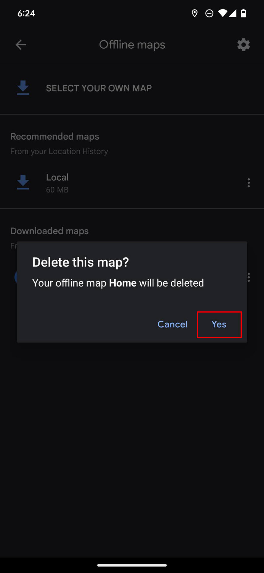 How to delete offline maps in Google Maps 5