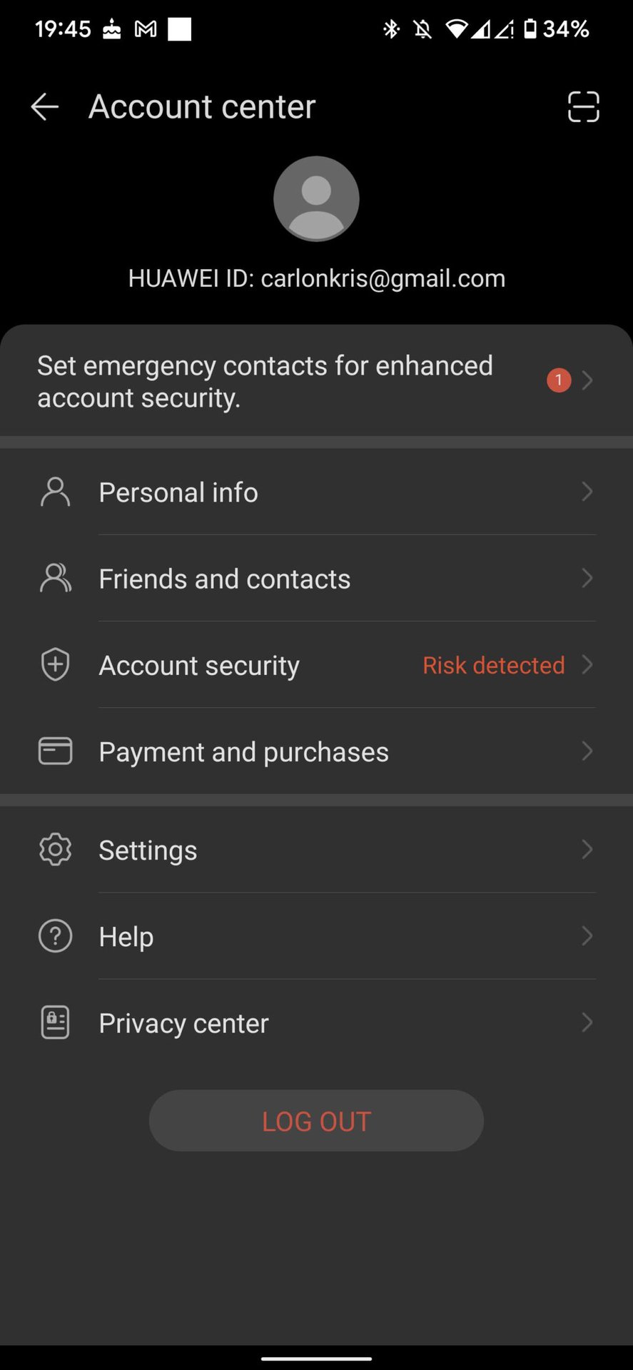 Huawei Health ID account settings