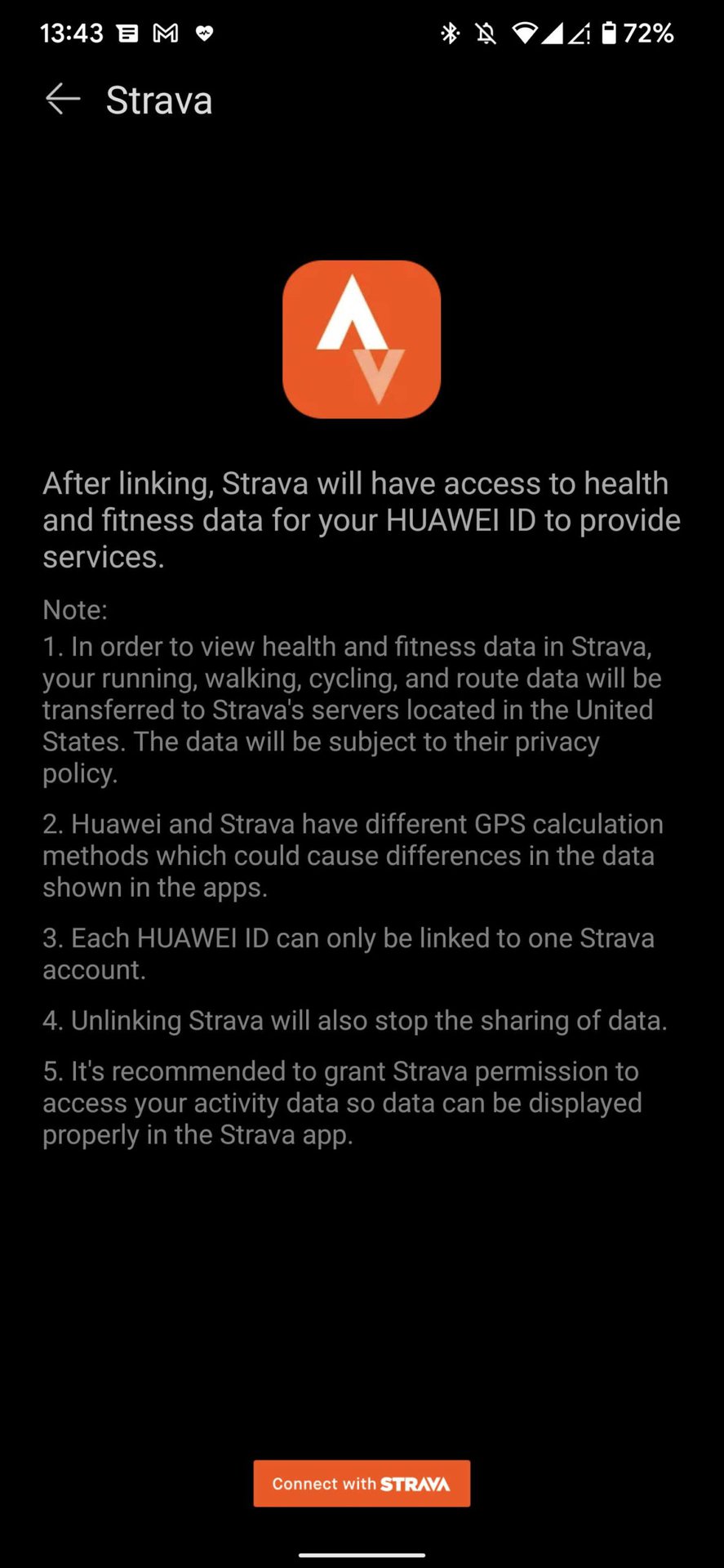 Huawei Health connect Strava