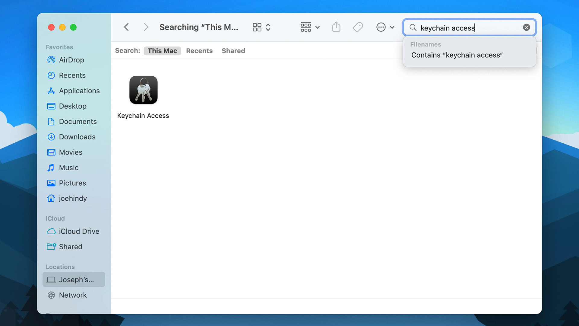 Keychain Access in Finder