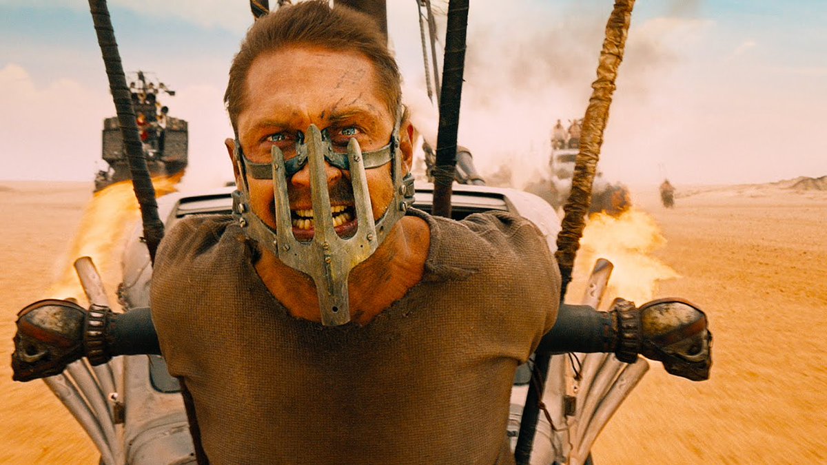 Tom Hardy strapped to a car in Mad Max: Fury Road 