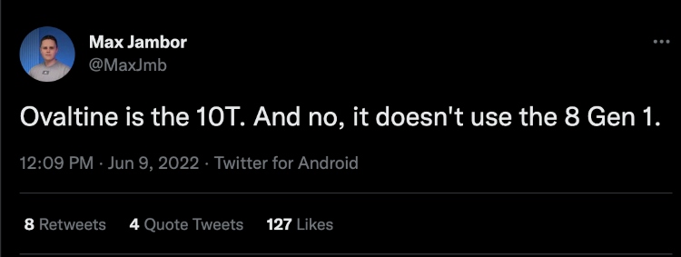Max Jambor OnePlus 10T Ovaltine Tweet