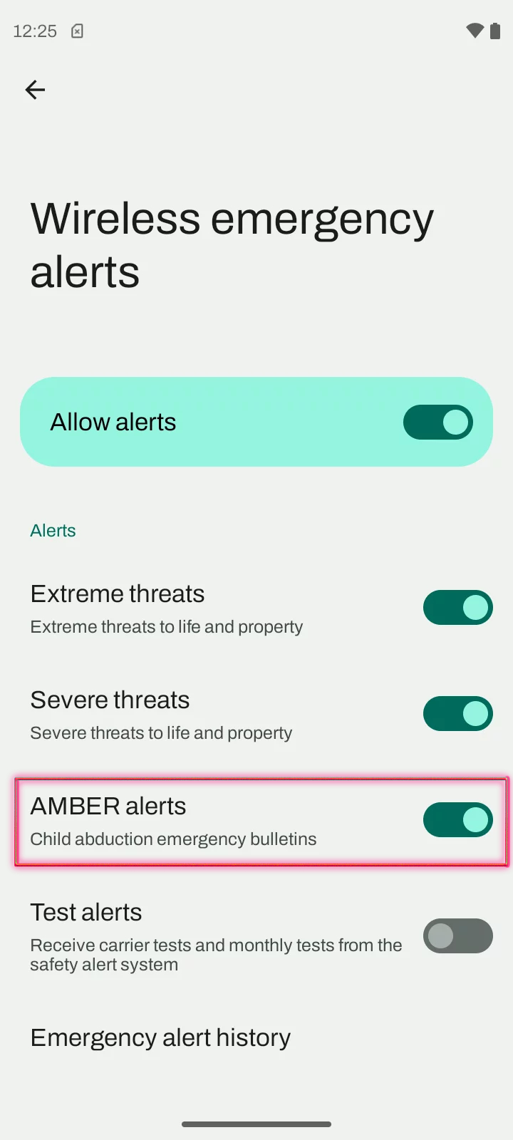 Motorola emergency toggles