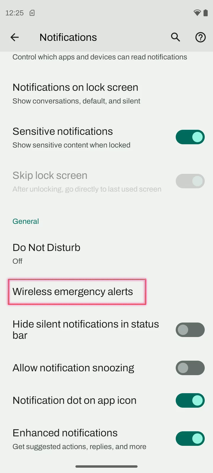 Motorola notifications menu