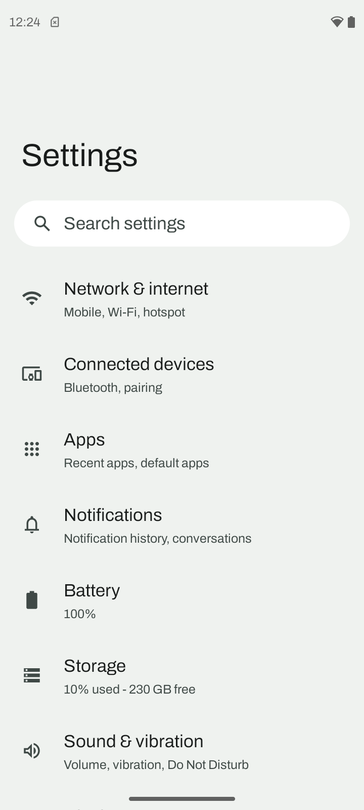 Motorola settings menu