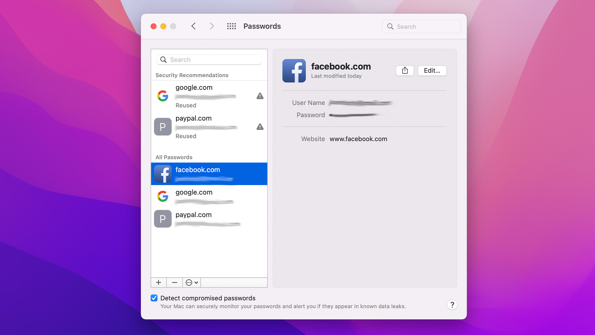 Password on Mac