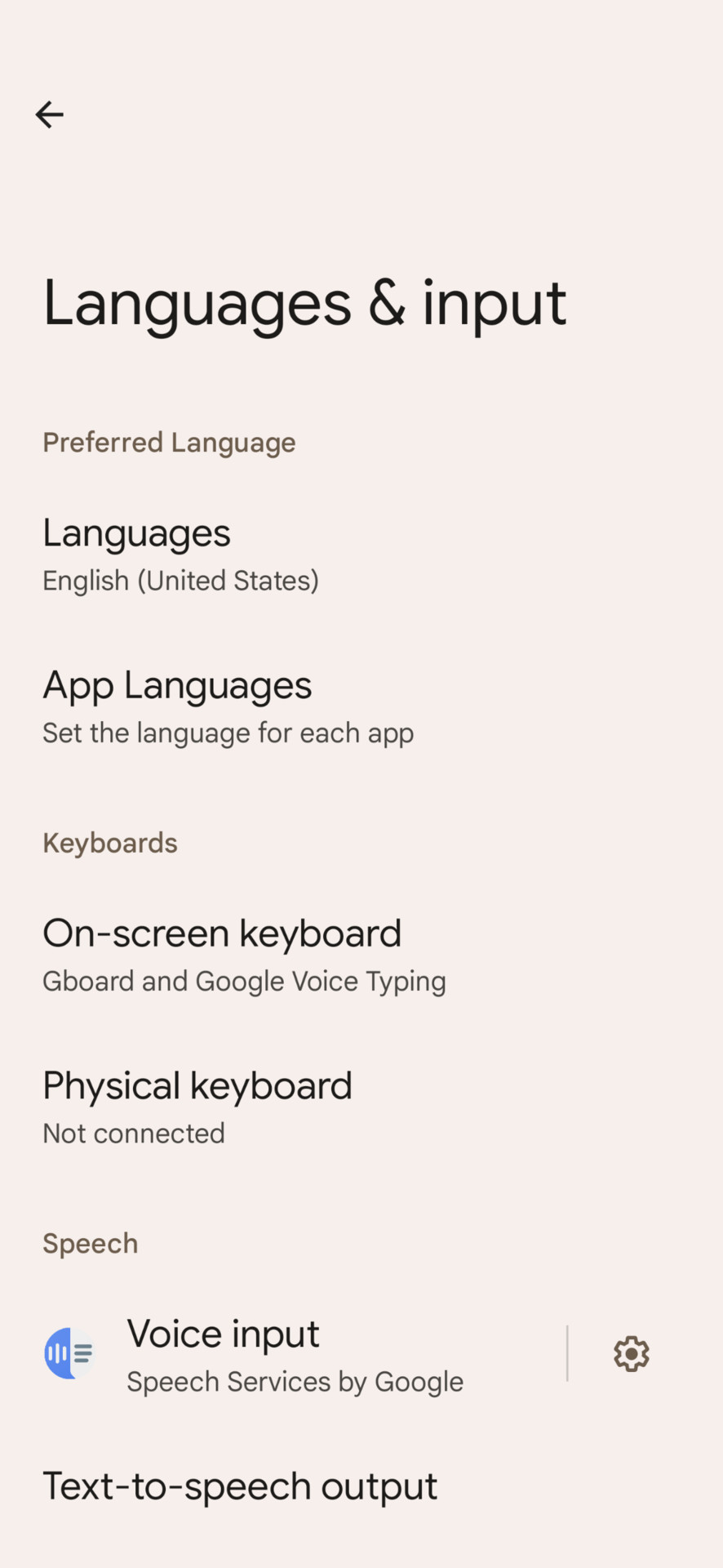 Pixel 6 language menu