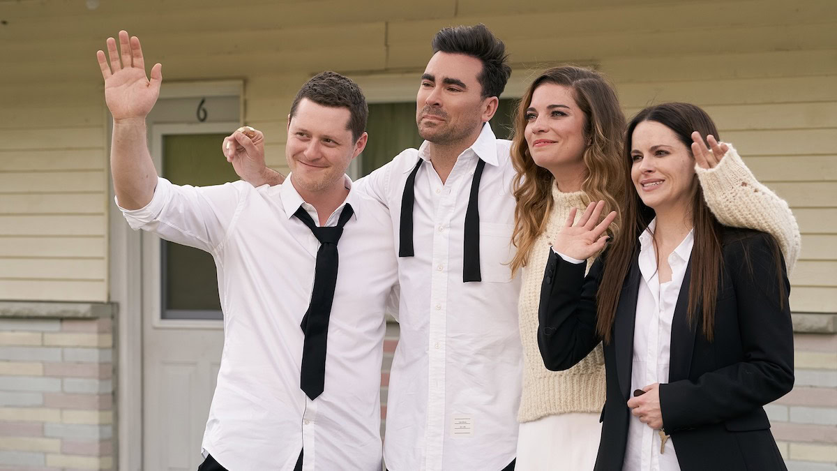 Characters of Schitt's Creek after a wedding