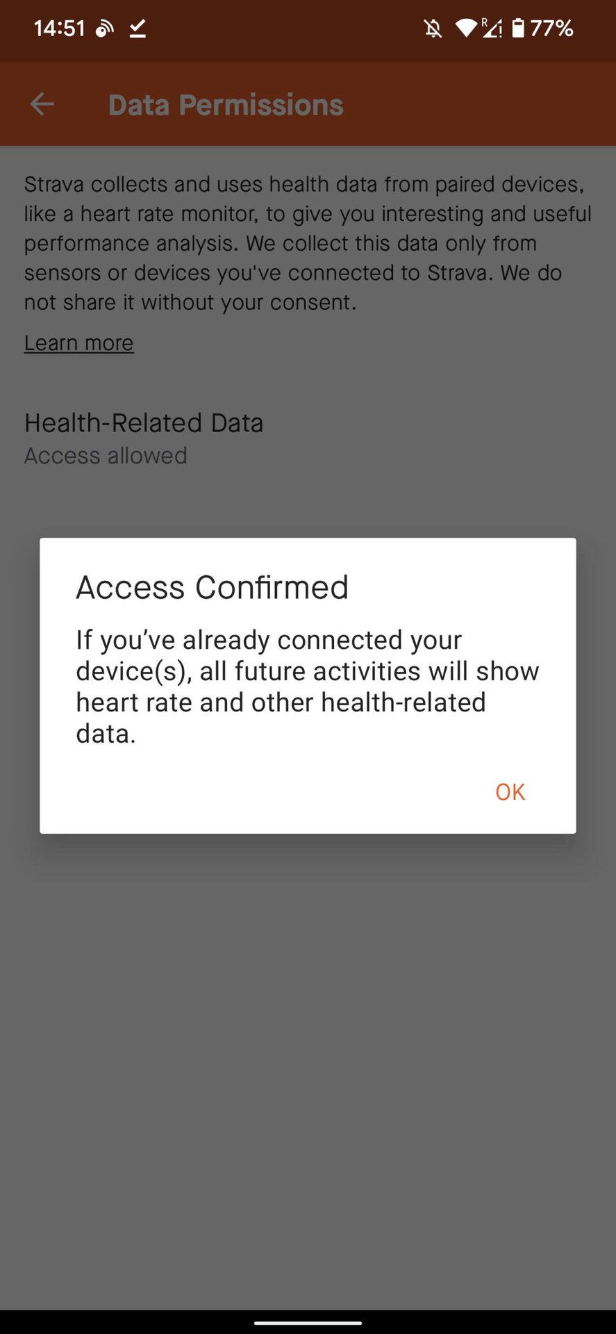 Strava health related data sharing allowed