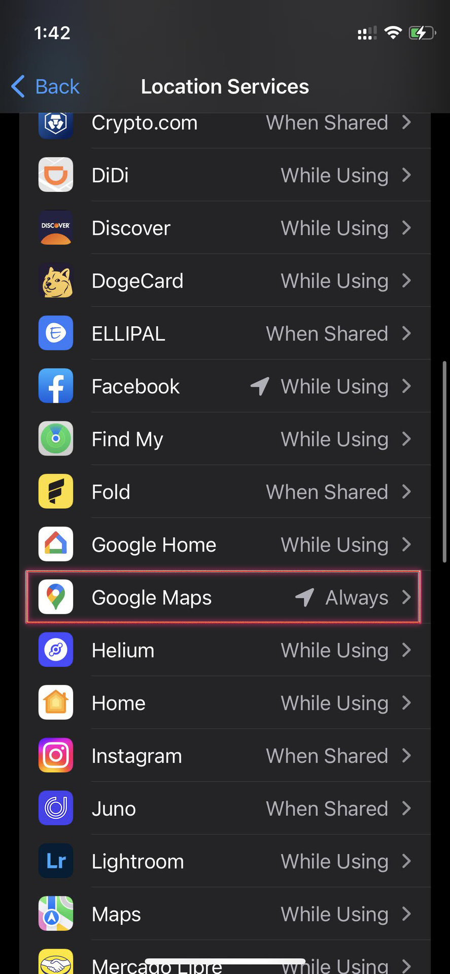 Turn off GPS on Google Maps iOS app 3