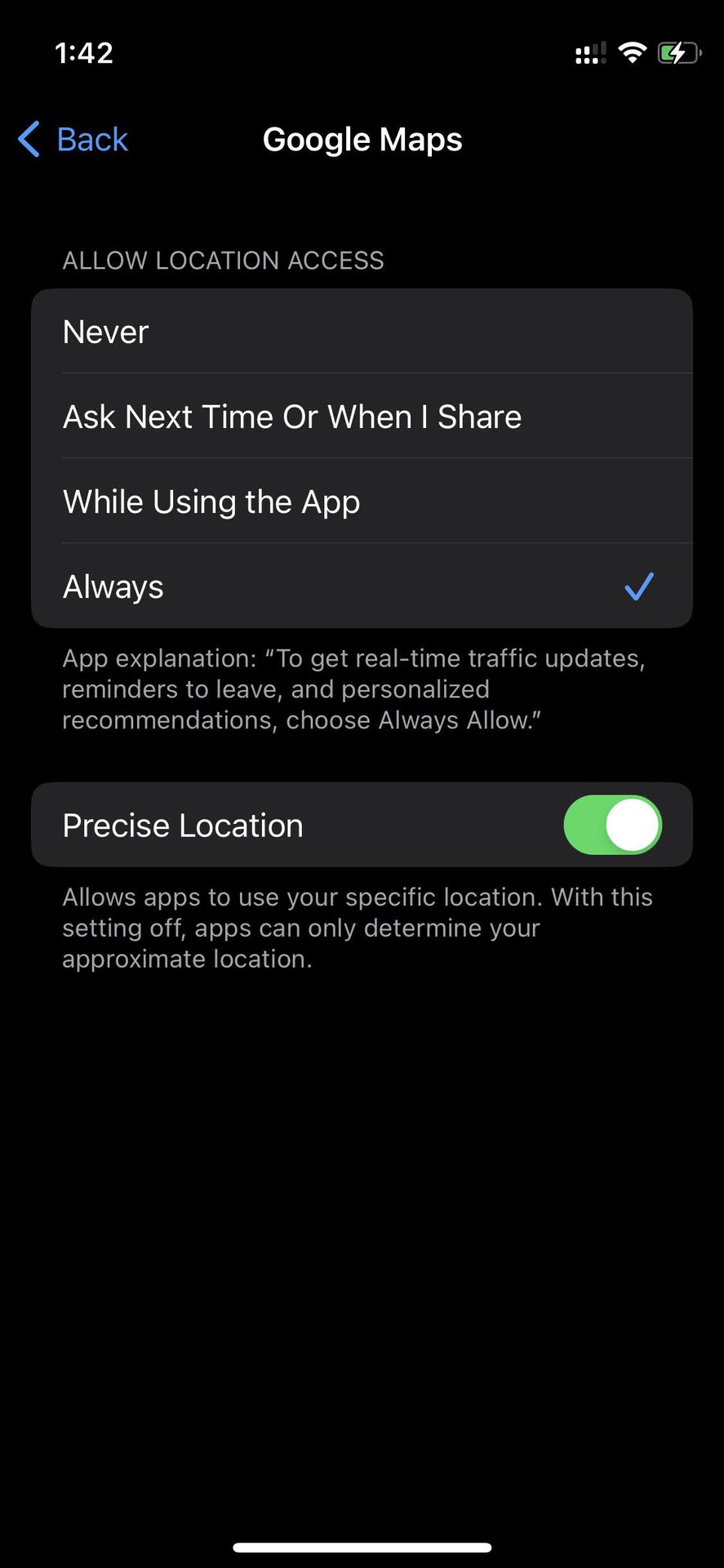 Turn off GPS on Google Maps iOS app 4