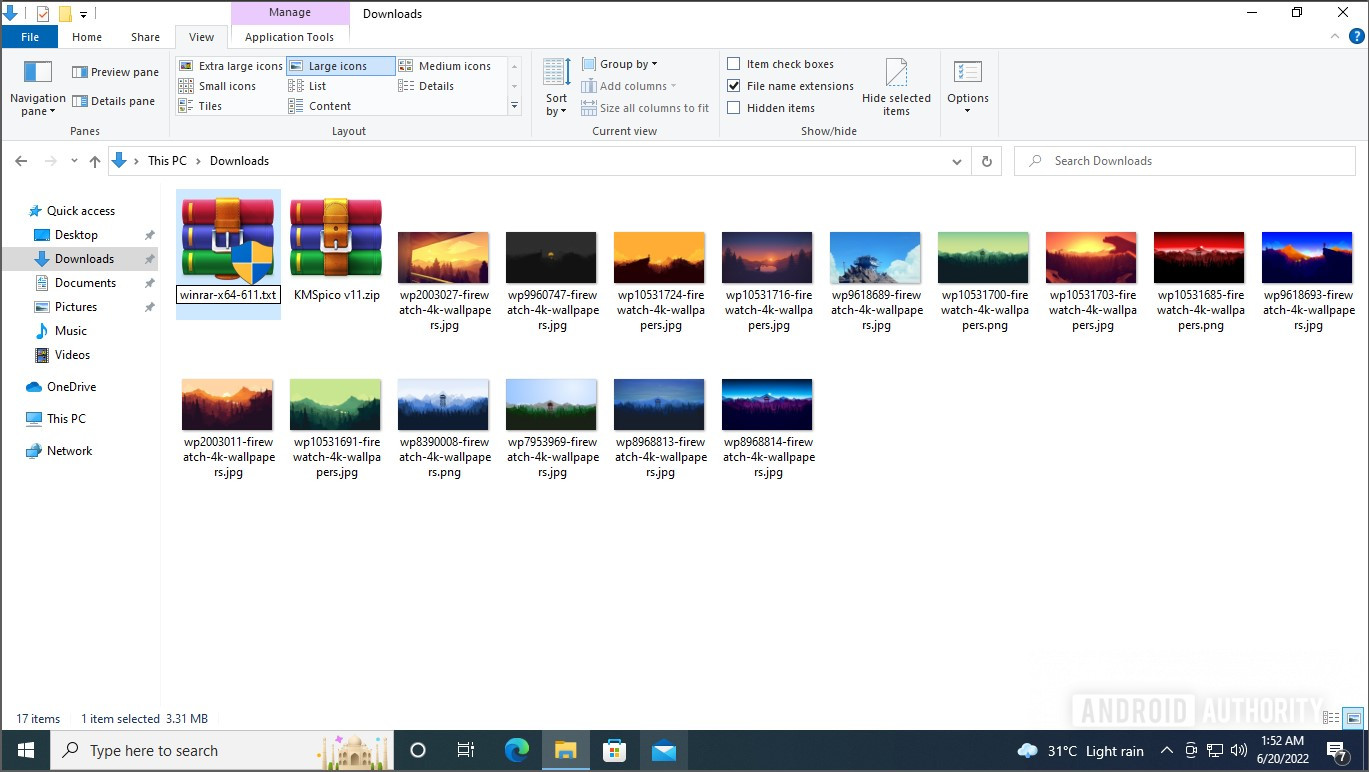 Windows 10 explorer change file extension rename