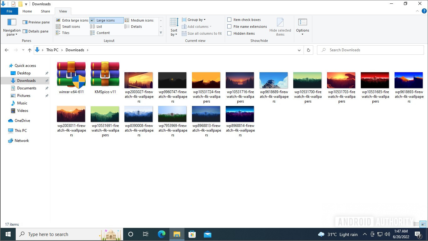 Windows 10 explorer view menu