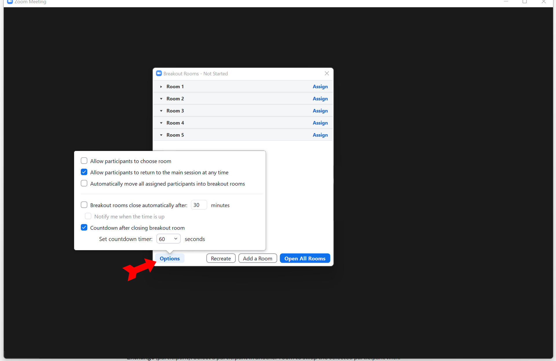 managing breakout rooms in zoom step 1