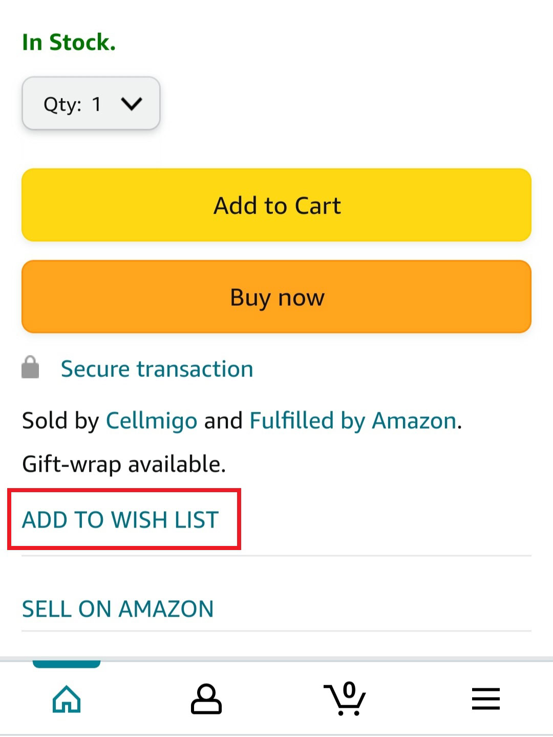 add to wish list mobile