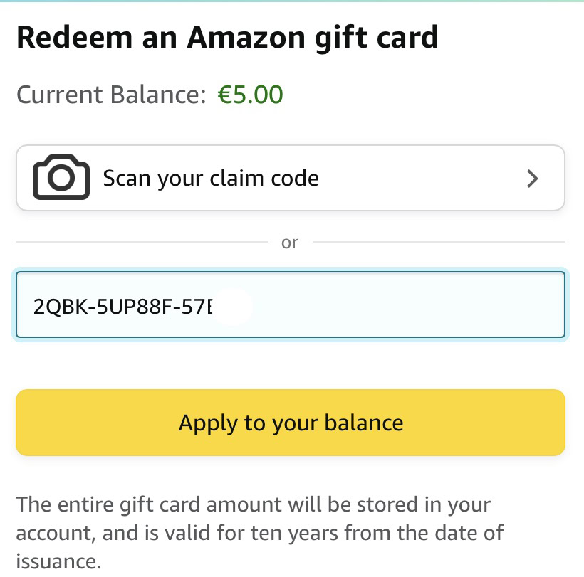 amazon ios gift card enter code