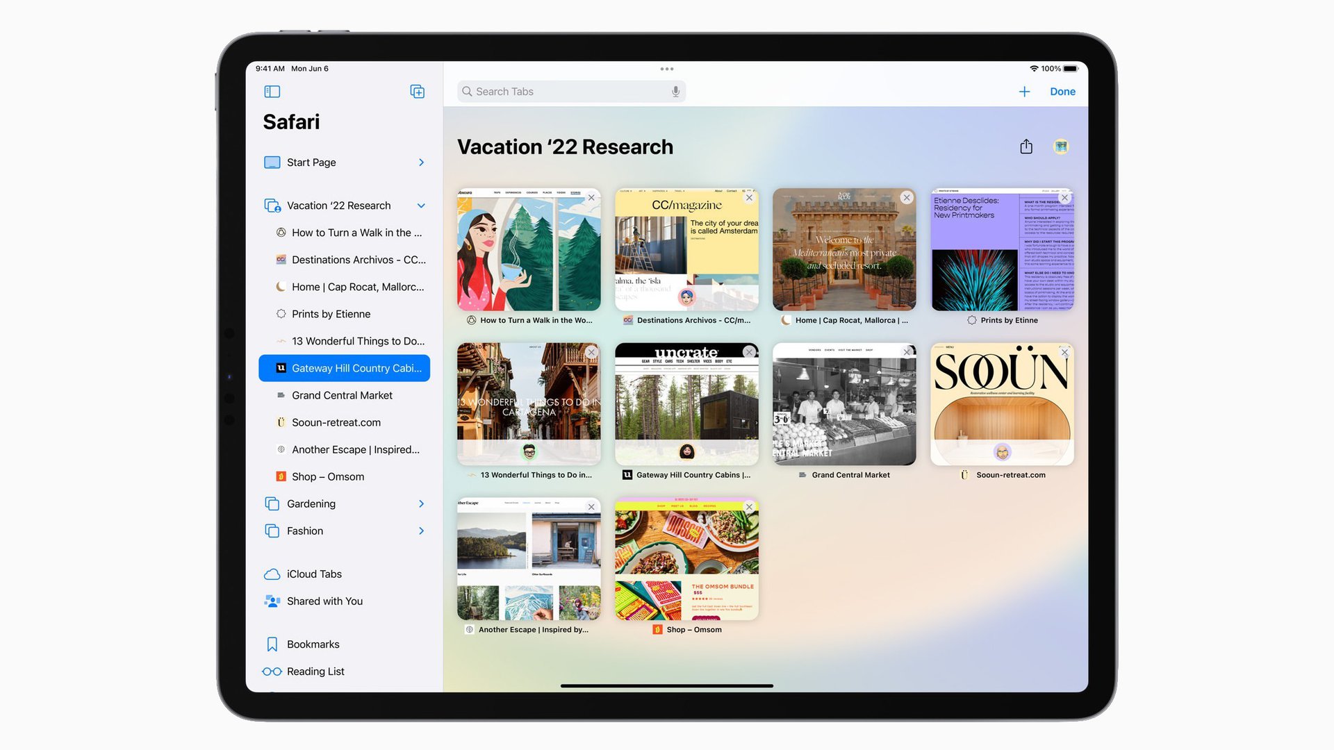 apple ipados 16 shared browser tabs