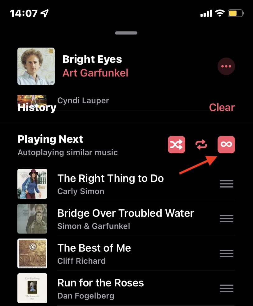 apple music switch off auto play