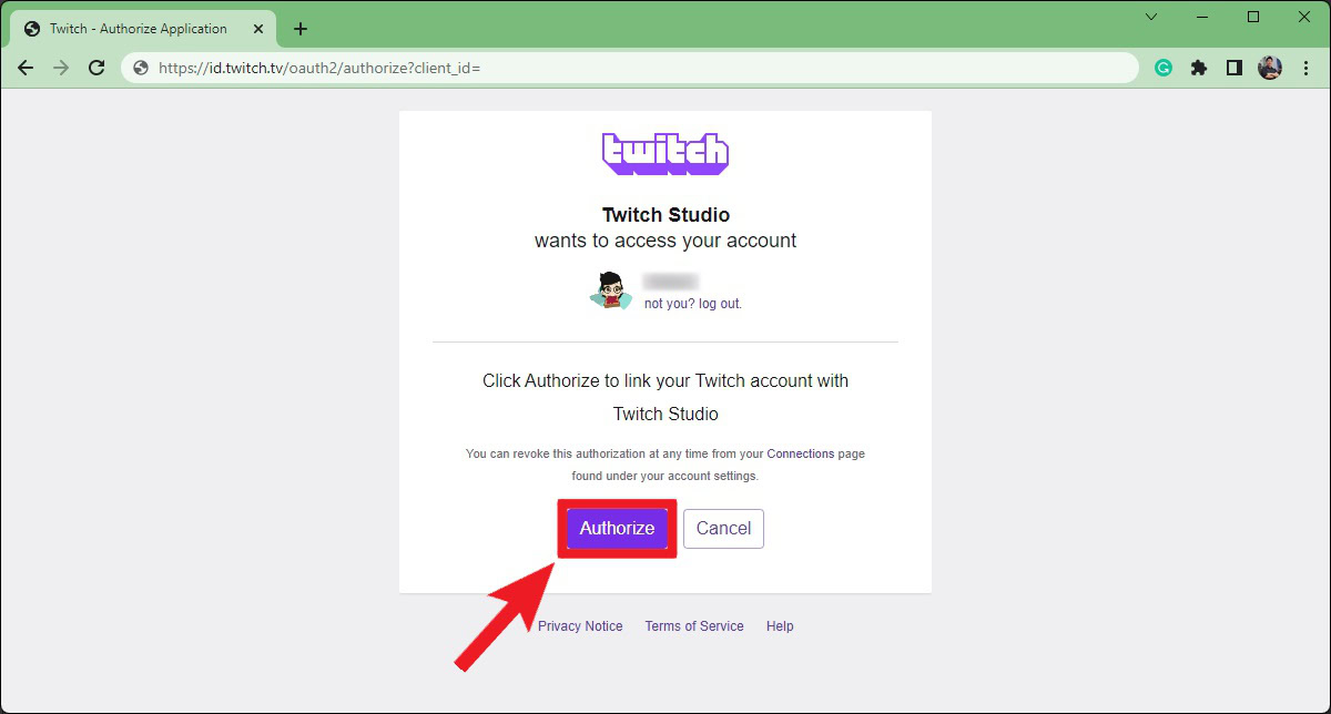 authorize twitch studio