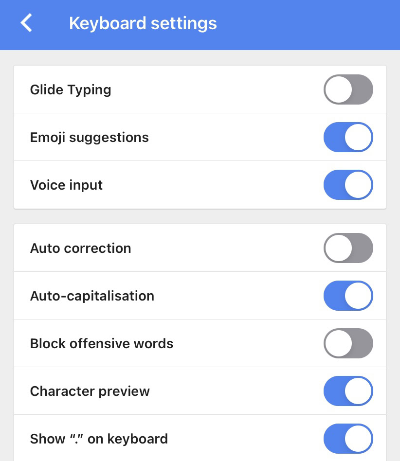 turn off auto-correct gboard