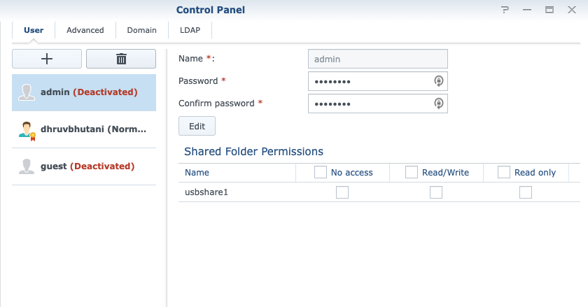 change default username and password 1