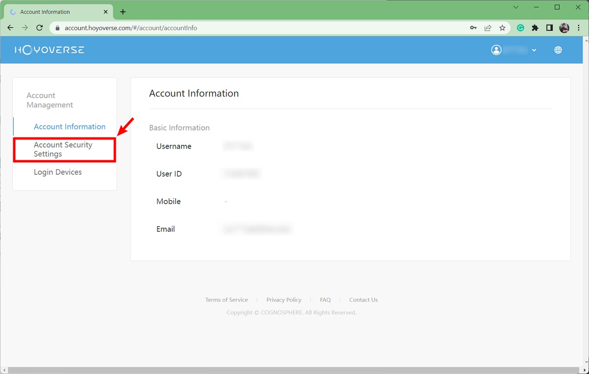 go to account security settings