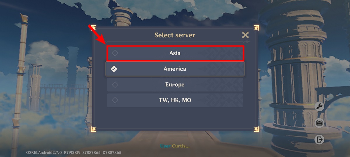 go to desired server mobile