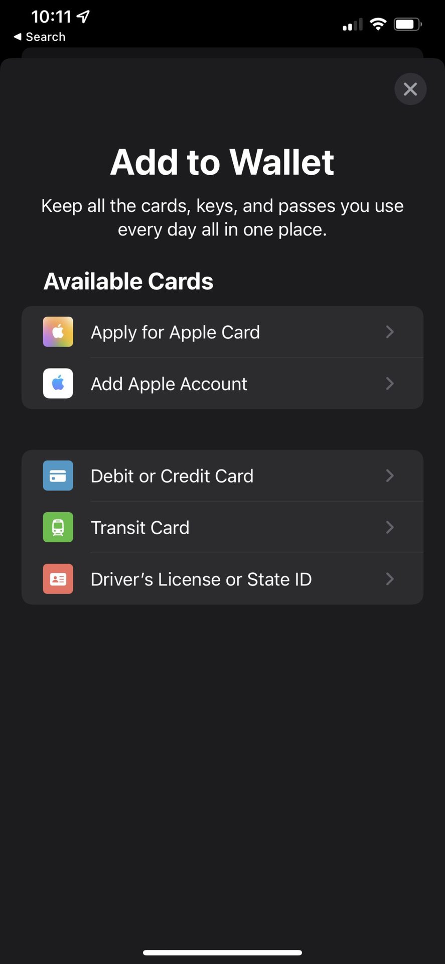 An iPhone 11 displaying how to add a Driver's license or State ID to Apple Wallet.